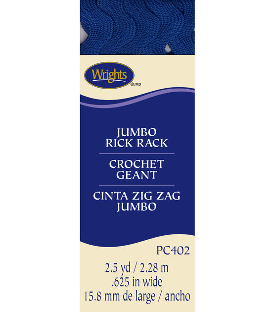 Wrights Medium Rick Rack Black 2 1//2 Yards Sealed Package of 3